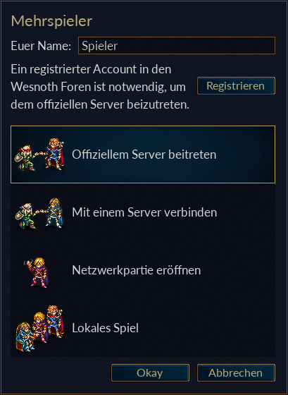 Mehrspieler Dialog